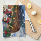 Basenji Christmas Boat Holiday キッチンタオル (四つ折り)