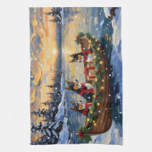 Basenji Christmas Boat Holiday キッチンタオル (縦)