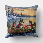 Basenji Christmas Boat Holiday クッション (裏面)