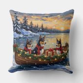 Basenji Christmas Boat Holiday クッション (正面)