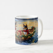 Basenji Christmas Boat Holiday コーヒーマグカップ (正面右)