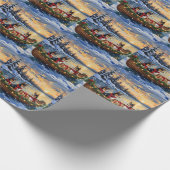 Basenji Christmas Boat Holiday ラッピングペーパー (角)