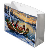 Basenji Christmas Boat Holiday ラージペーパーバッグ (裏面アングル)