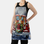 Basenji Christmas Red Truck Holiday エプロン (インサイチュ)