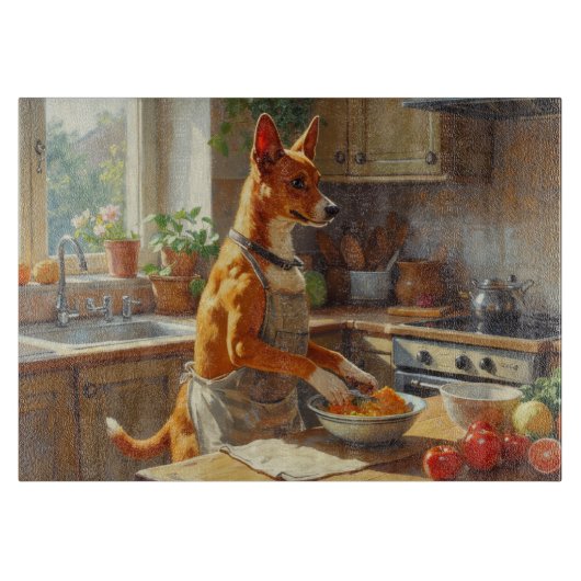 Basenji Cooking in Kitchen カッティングボード (正面)