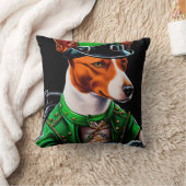 Basenji Dogバイクを運転する聖パトリックの日 クッション (ブランケット)