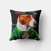 Basenji Dogバイクを運転する聖パトリックの日 クッション (裏面)