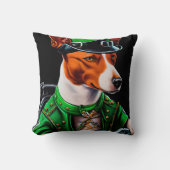 Basenji Dogバイクを運転する聖パトリックの日 クッション (正面)