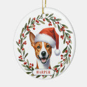 Basenji Dog Ceramic Circle Ornament セラミックオーナメント (左)