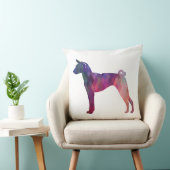 Basenji Dog Geo Patternシルエットピンク クッション (椅子)
