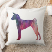 Basenji Dog Geo Patternシルエットピンク クッション (ブランケット)