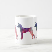 Basenji Dog Geo Patternシルエットピンク コーヒーマグカップ (中央)