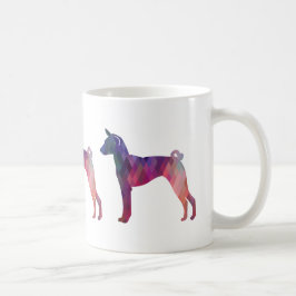 Basenji Dog Geo Patternシルエットピンク コーヒーマグカップ