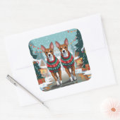 Basenji Dogs Christmas Snow Holiday  スクエアシール (封筒)