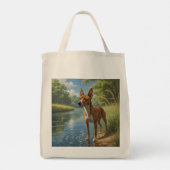 Basenji Elegant Grocery Tote Bag トートバッグ (裏面)