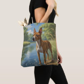 Basenji Elegant Shoulder Tote Bag トートバッグ (クローズアップ)