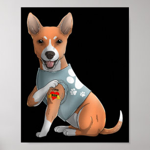Basenji I Love Mom Tattoo-Dog Shirt おもしろい Mothers ポスター