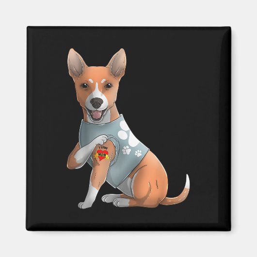 Basenji I Love Mom Tattoo-Dog Shirt おもしろい Mothers マグネット (正面)