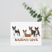 Basenji Love Dog Breed Brindle Red White Black Tan ポストカード (スタンド正面)