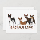 Basenji Love Dog Breed Brindle Red White Black Tan ポストカード (正面/裏面)