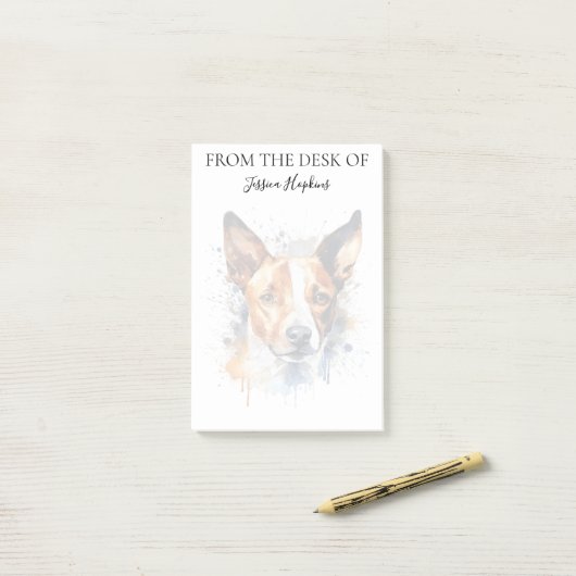 Basenji Lover Monogrammed Dog ポストイット (デスク上)