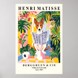 Basenji on Toilet Art Print Funny Matisse Style ポスター