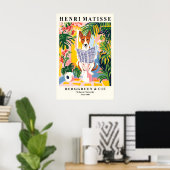 Basenji on Toilet Art Print Funny Matisse Style ポスター (ホームオフィス)