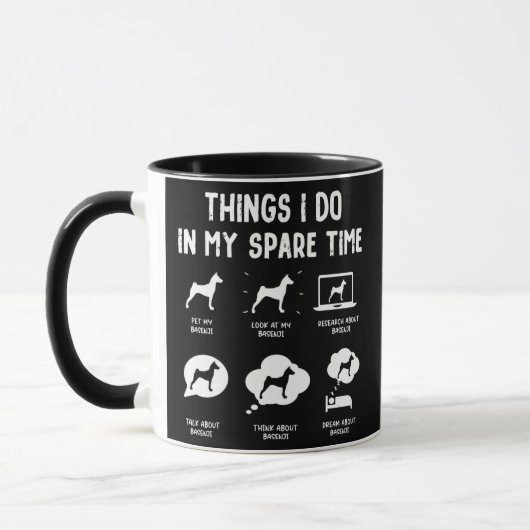 Basenji Things Do Spare Time Funny Dog Mom Dad  マグカップ (左)