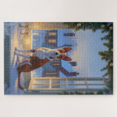 Basenji With Christmas Lights Holiday ジグソーパズル (横)