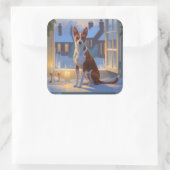 Basenji With Christmas Lights Holiday スクエアシール (バッグ)