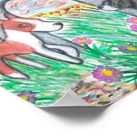 Basenjis at the Beach Art Poster ポスター (角)