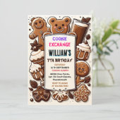 bashかわいい食べ物キッズクッキー交換7誕生日 招待状 (スタンド正面)