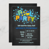 Bashプールの来青いスプラッシュパーティー 招待状 (正面/裏面)