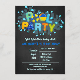 Bashプールの来青いスプラッシュパーティー 招待状
