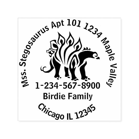 Bashful Stegosaurus簡単連絡情報 セルフインキングスタンプ (デザイン)