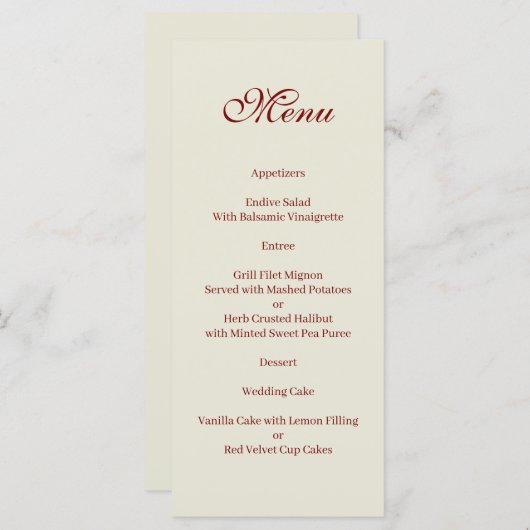 Basic and Elegant beige and burgundy Menu メニュー (正面/裏面)
