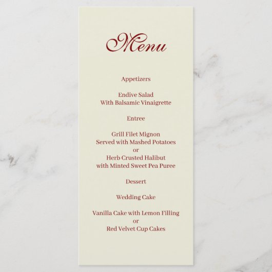 Basic and Elegant beige and burgundy Menu メニュー (正面)