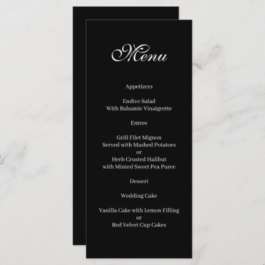 Basic and Elegant black and white Menu メニュー (正面/裏面)