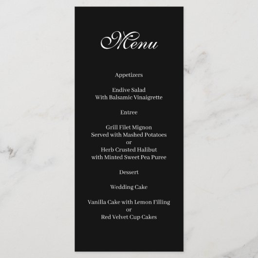Basic and Elegant black and white Menu メニュー (正面)