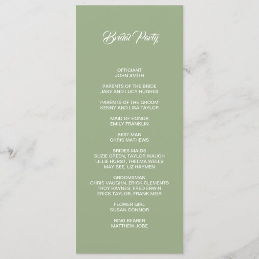 Basic and Elegant double side program card  プログラム (裏面)