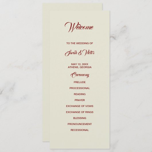 Basic and Elegant double side program card  プログラム (正面/裏面)