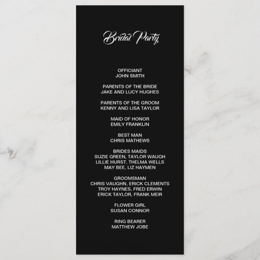 Basic and Elegant double side program card  プログラム (裏面)