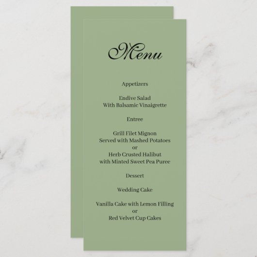 Basic and Elegant green and white Menu メニュー (正面/裏面)