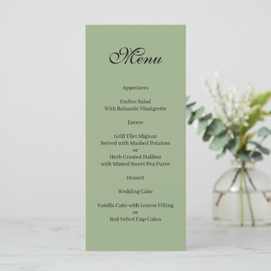 Basic and Elegant green and white Menu メニュー (スタンド正面)