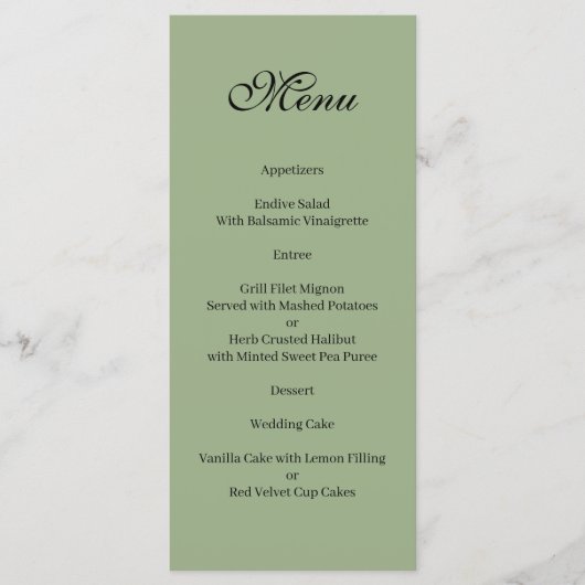 Basic and Elegant green and white Menu メニュー (正面)