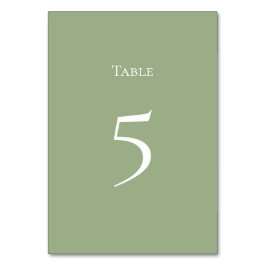 Basic and Elegant Sage Green Table number Card テーブルナンバー
