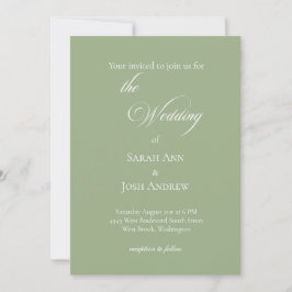 Basic and Elegant Wedding Sage Green Invitation 招待状