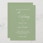 Basic and Elegant Wedding Sage Green Invitation 招待状 (正面/裏面)