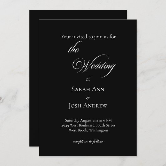 Basic and Elegent Wedding Invitation 招待状 (正面/裏面)