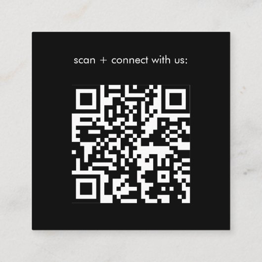 Basic Black Business Logo QR Code  スクエア名刺 (裏面)